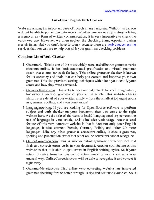 Verb Checker Best Verb Checkers Page 1 Created With Publitas