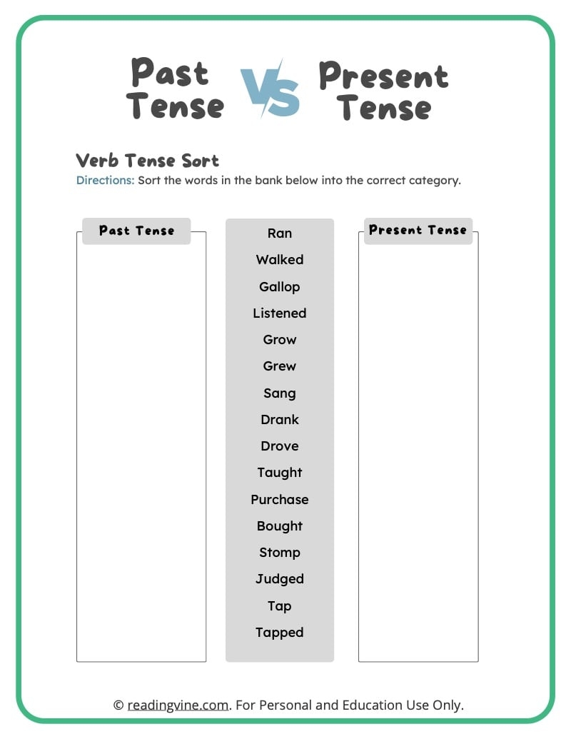 Verb Tense Worksheets Practice And Perfect Your Grammar Skills