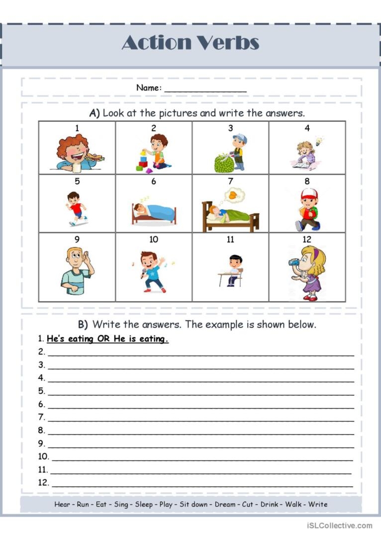Verbs Action Verbs Exercise Pdf Action Verbs Worksheet Action Verbs 