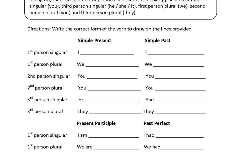 Verbs Worksheets Verb Conjugation Worksheets