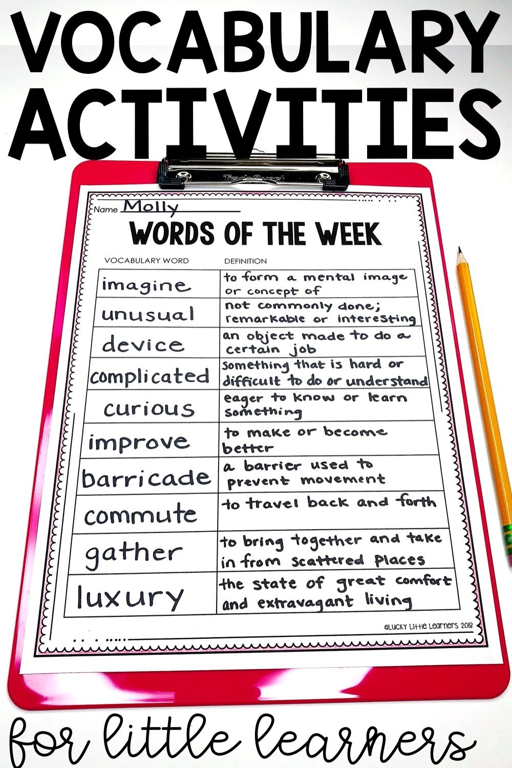 Vocabulary Activities Vocabulary Activities New Vocabulary Words 
