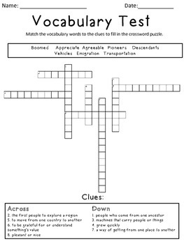 Vocabulary Assessment By Miss Fox Teachers Pay Teachers