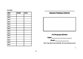 Vocabulary Booklet By Ann2Educate TPT