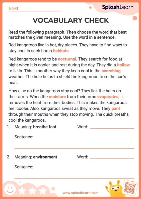 Vocabulary Check ELA Worksheets SplashLearn Worksheets Library