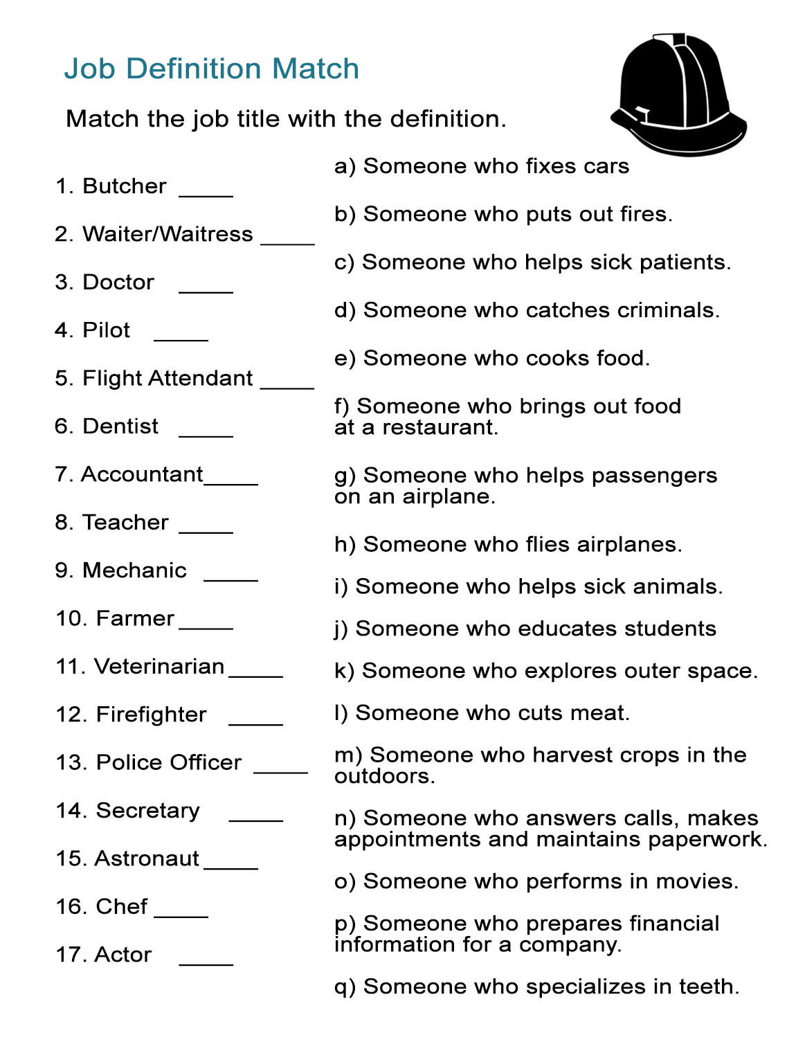 Vocabulary Definition Worksheet