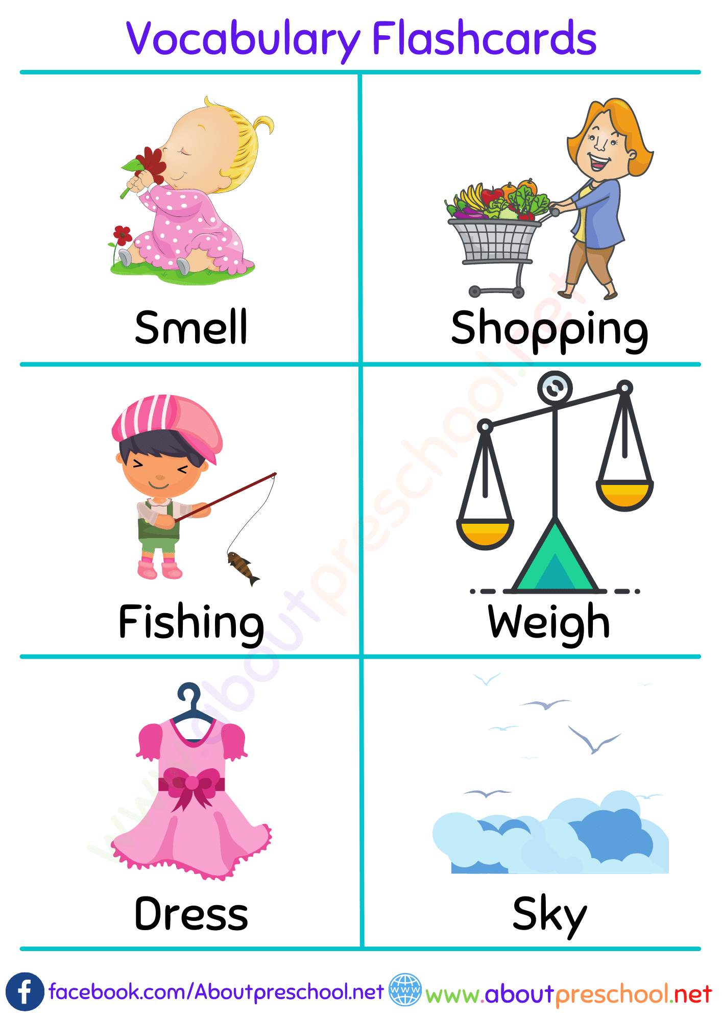 Vocabulary Flashcards 11 About Preschool