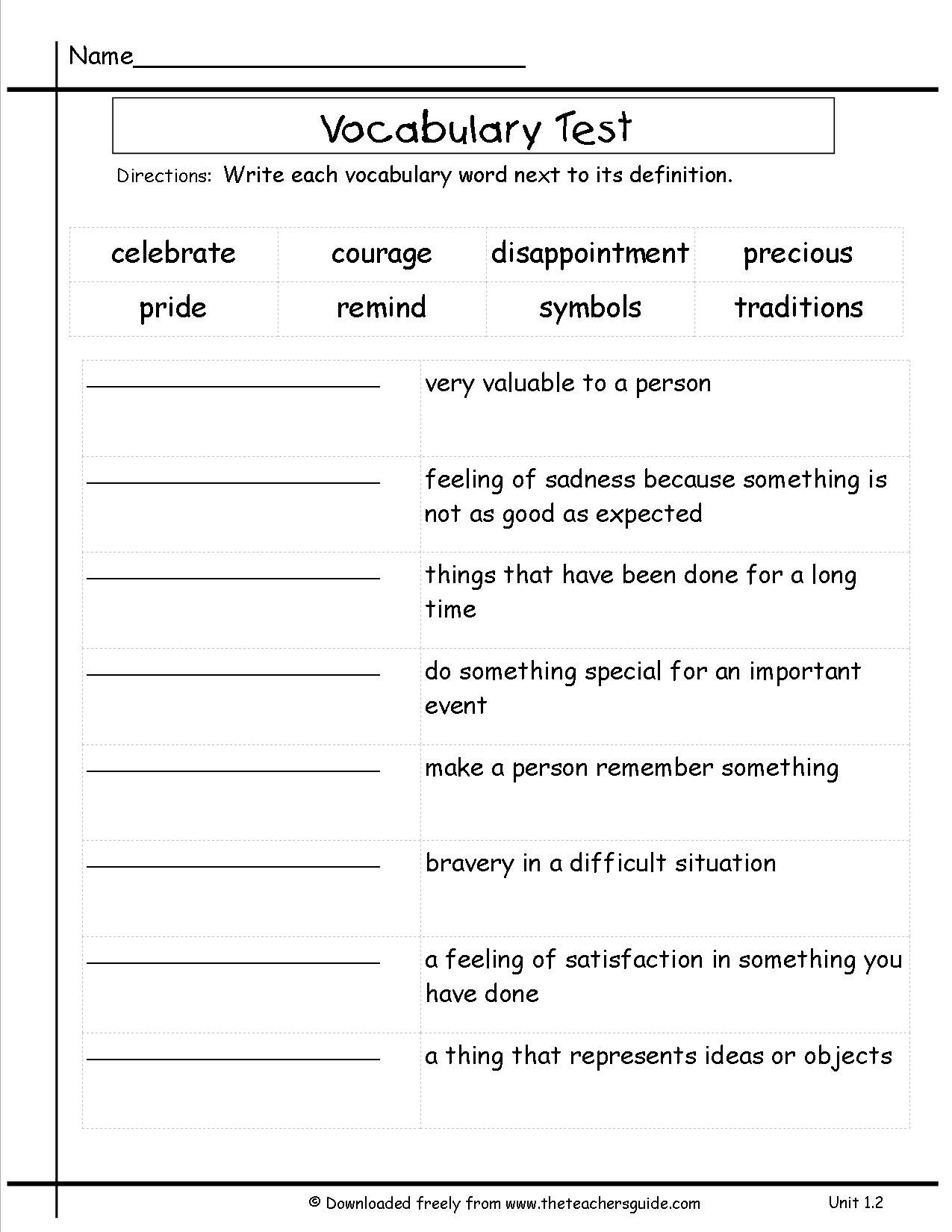 Vocabulary For Third Graders