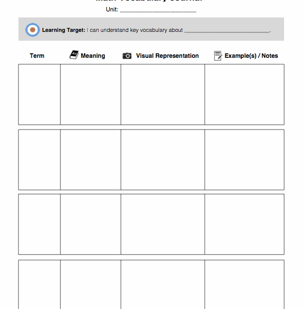 Vocabulary Journal UDL Strategies
