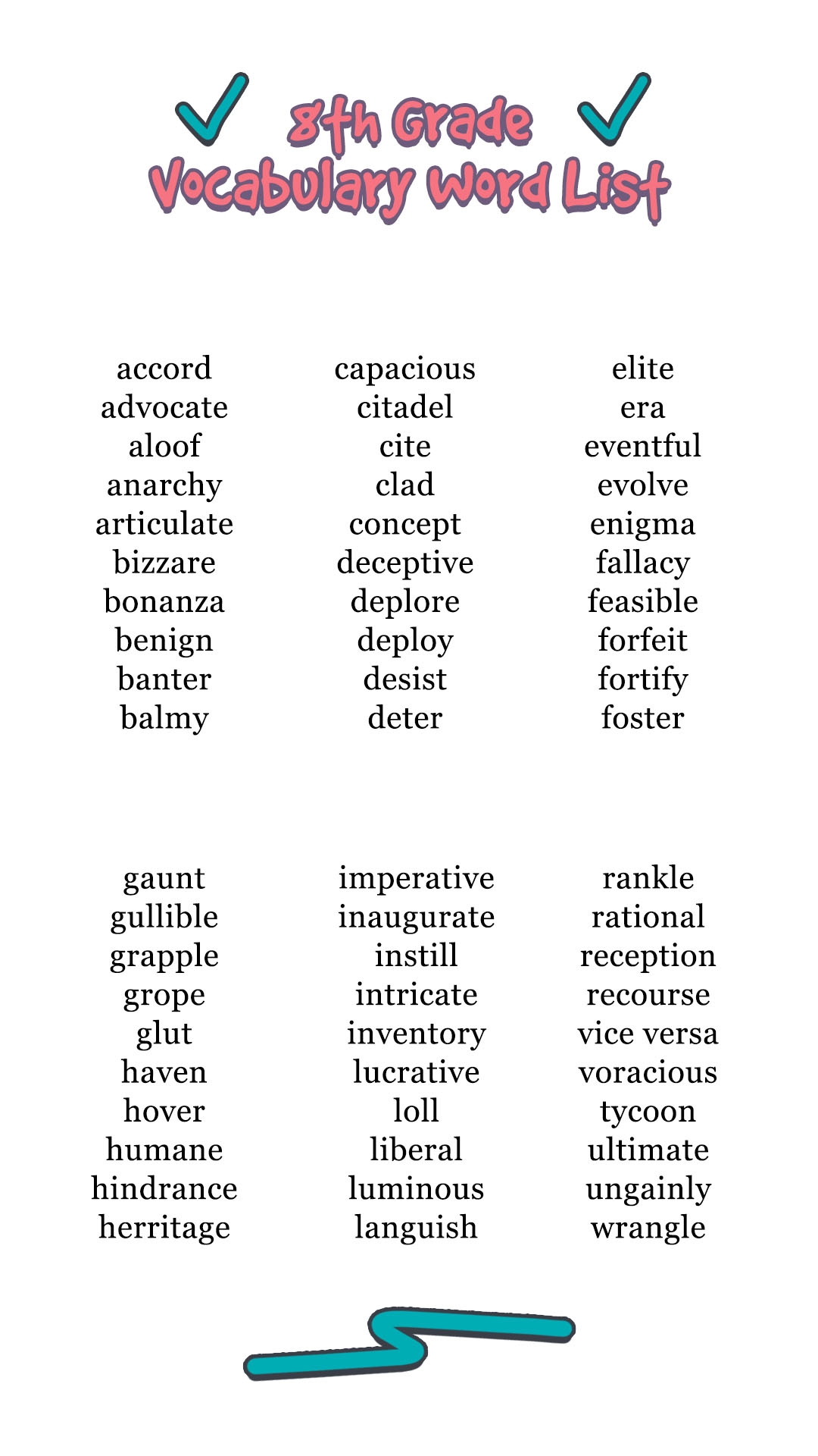 Vocabulary List 8th Grade