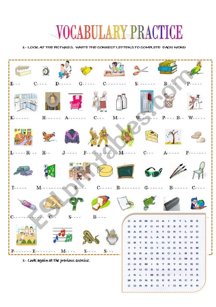 VOCABULARY PRACTICE ESL Worksheet By Cely