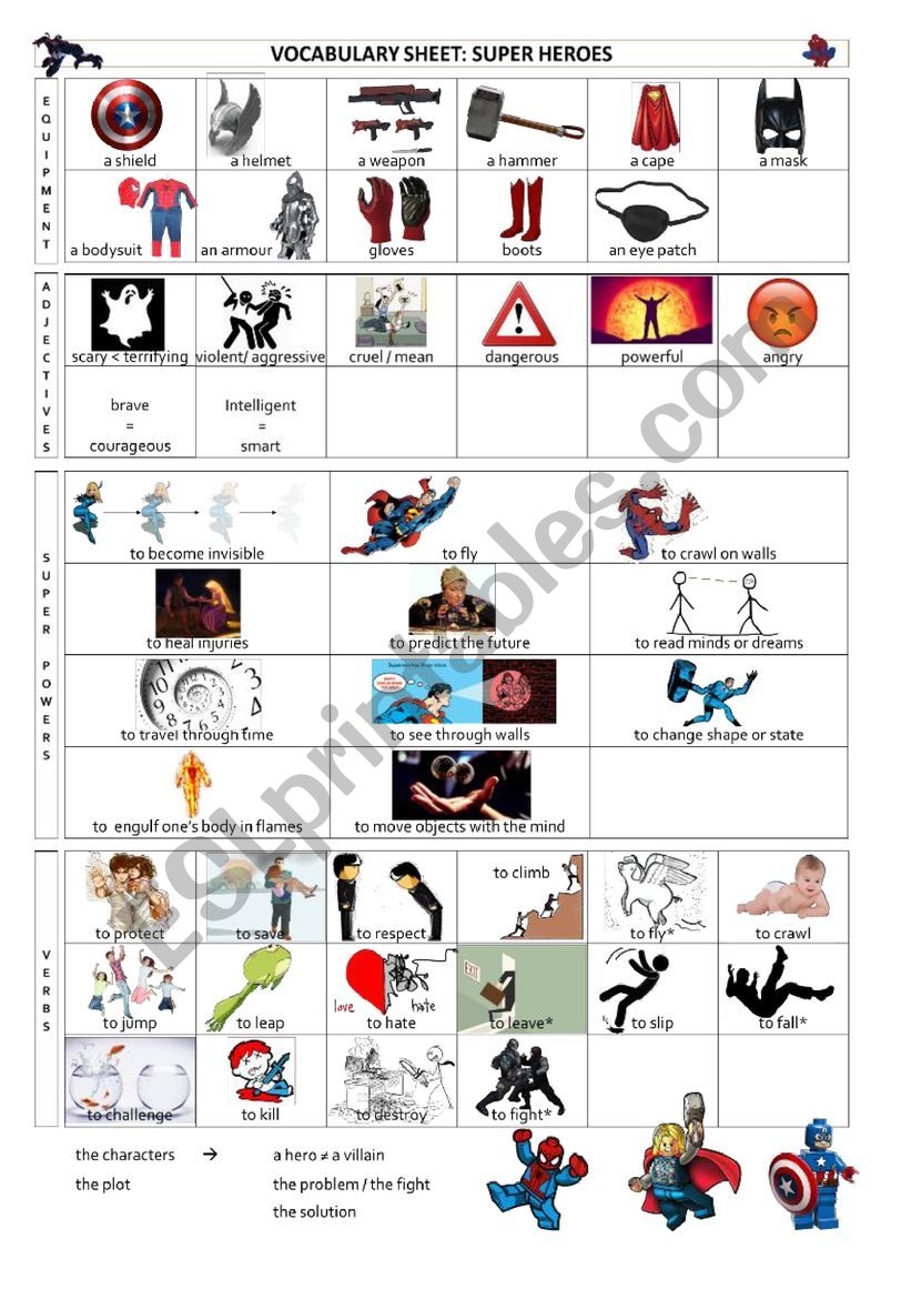 vocabulary sheet