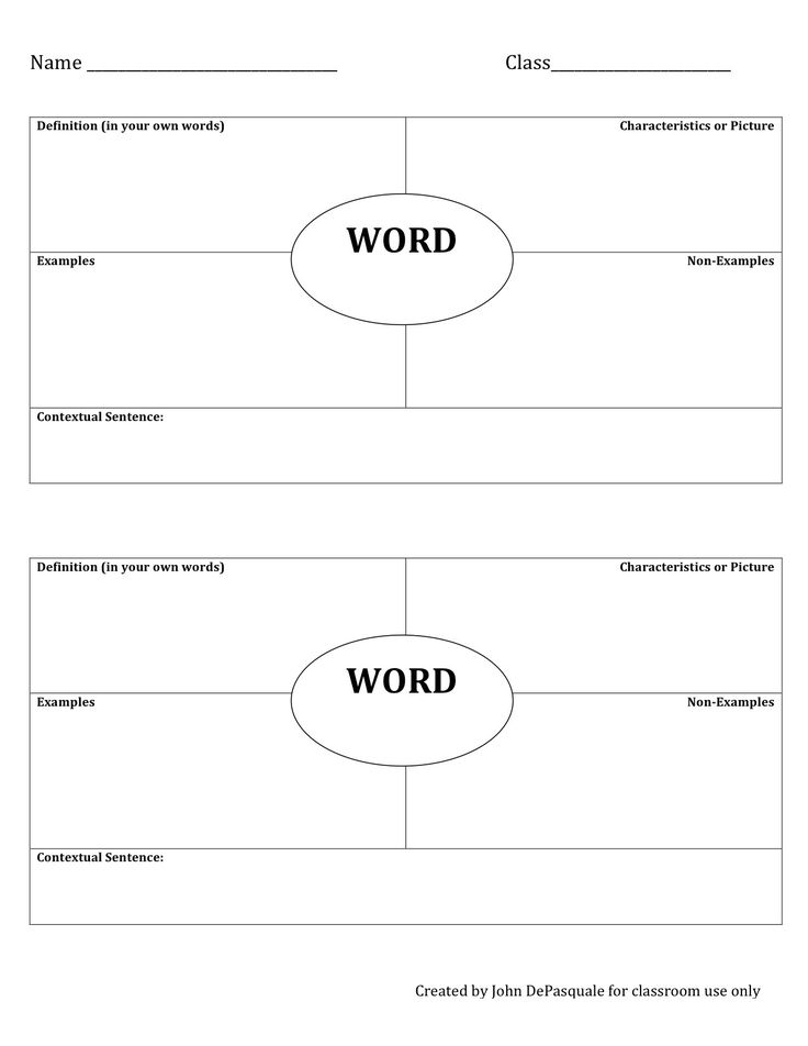 Vocabulary Sheet Template