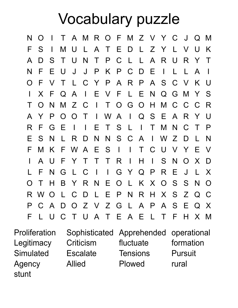 Vocabulary Word Search Puzzles Printable Word Search Maker