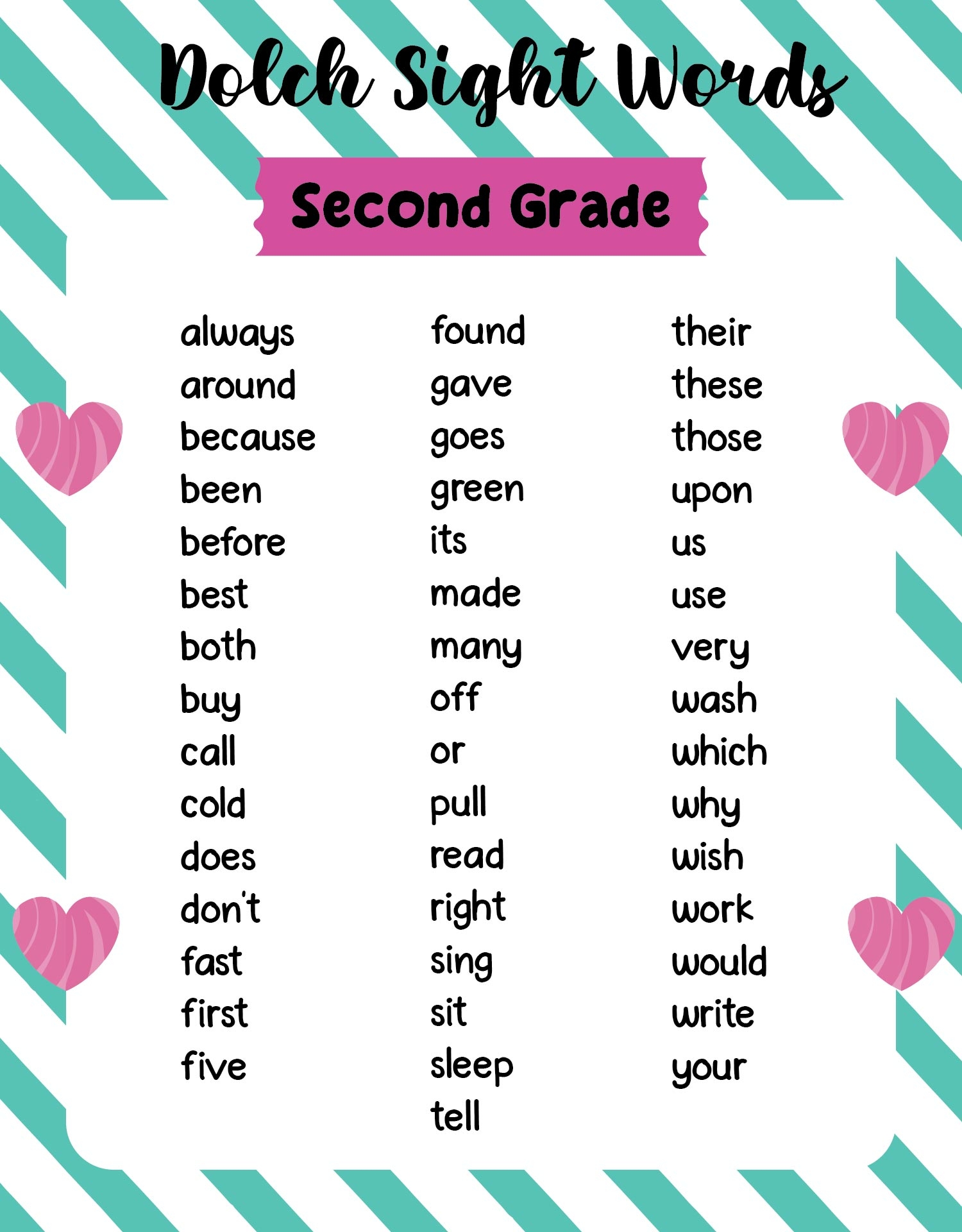 Vocabulary Words For 2nd Graders