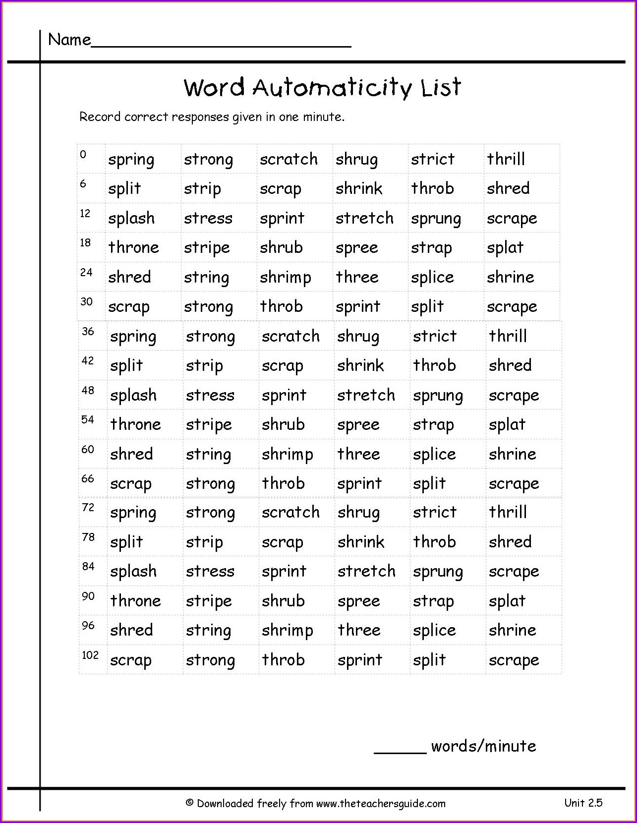 Vocabulary Worksheet Middle School