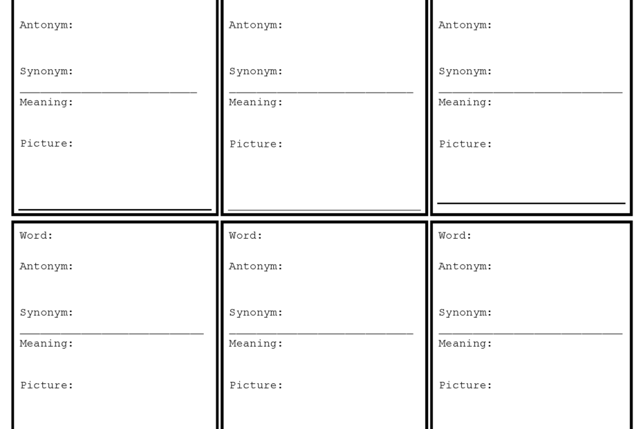 Vocabulary Worksheets Vocabulary Cards Worksheet