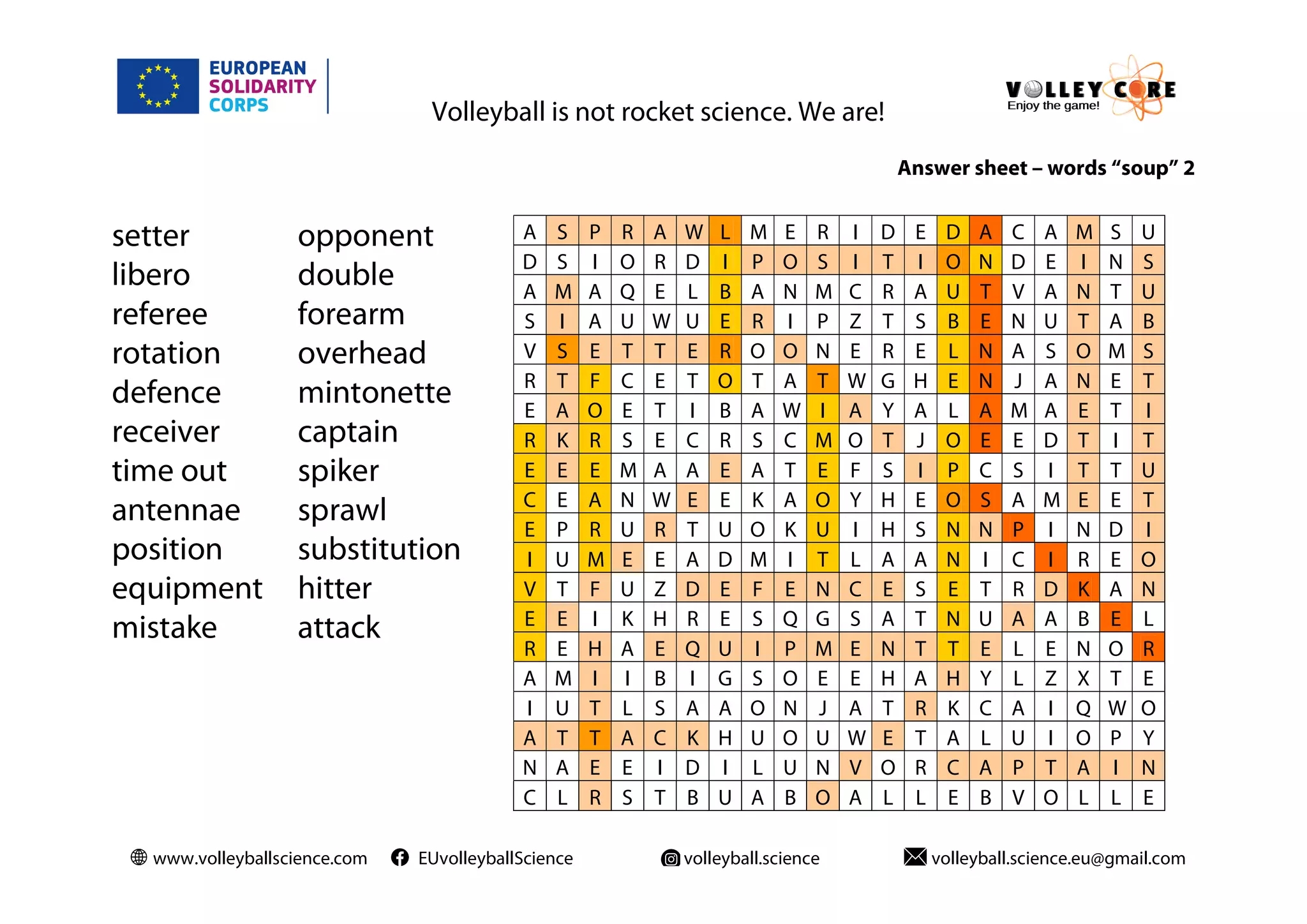 Volleyball Vocabulary PDF Free Download