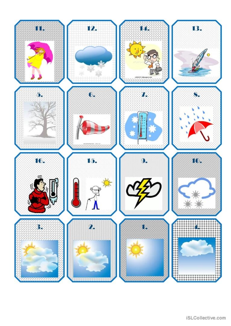 WEATHER FLASHCARDS NO CAPTIONS Voc English ESL Worksheets Pdf Doc