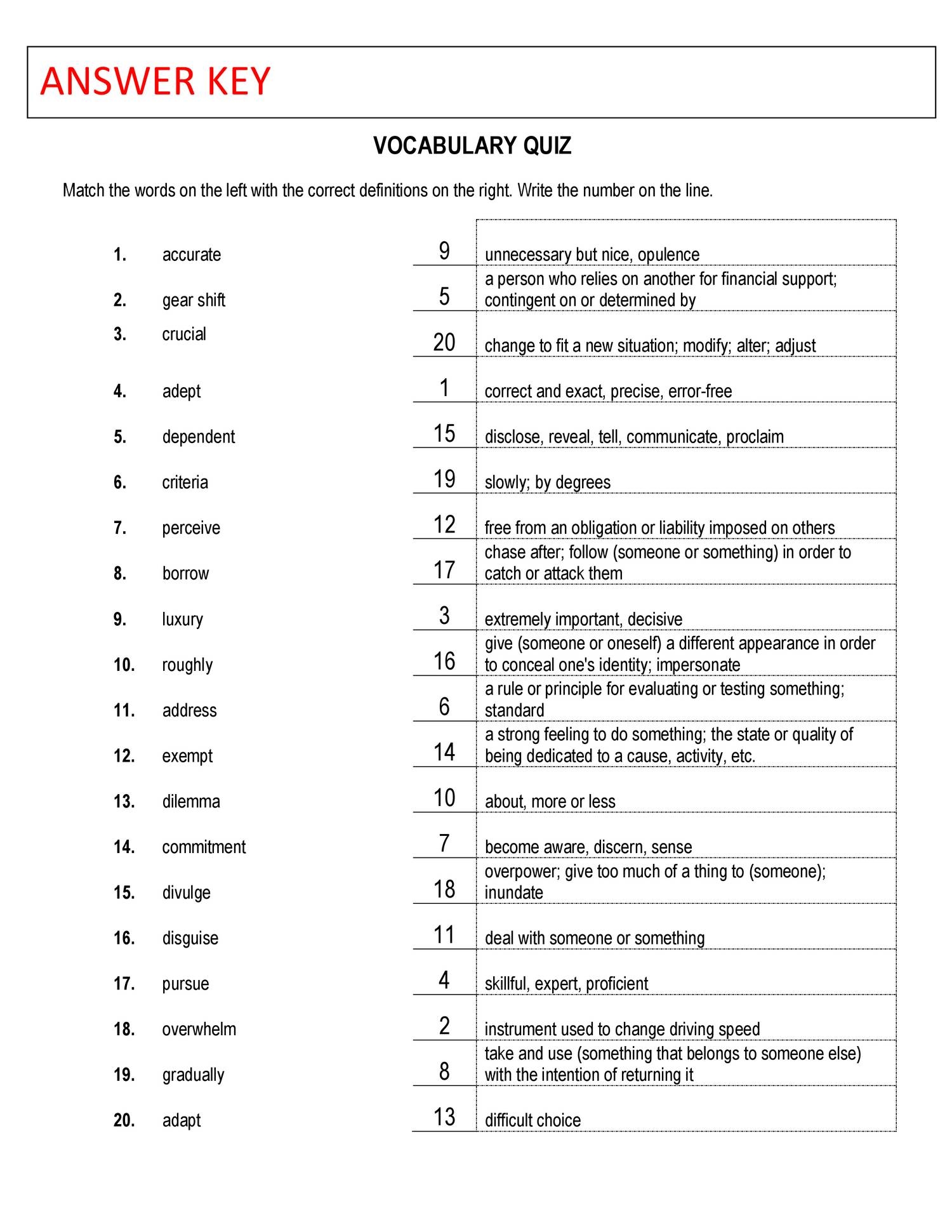 Week 13 Assignment Vocabulary Quiz Answer Key doc DocDroid