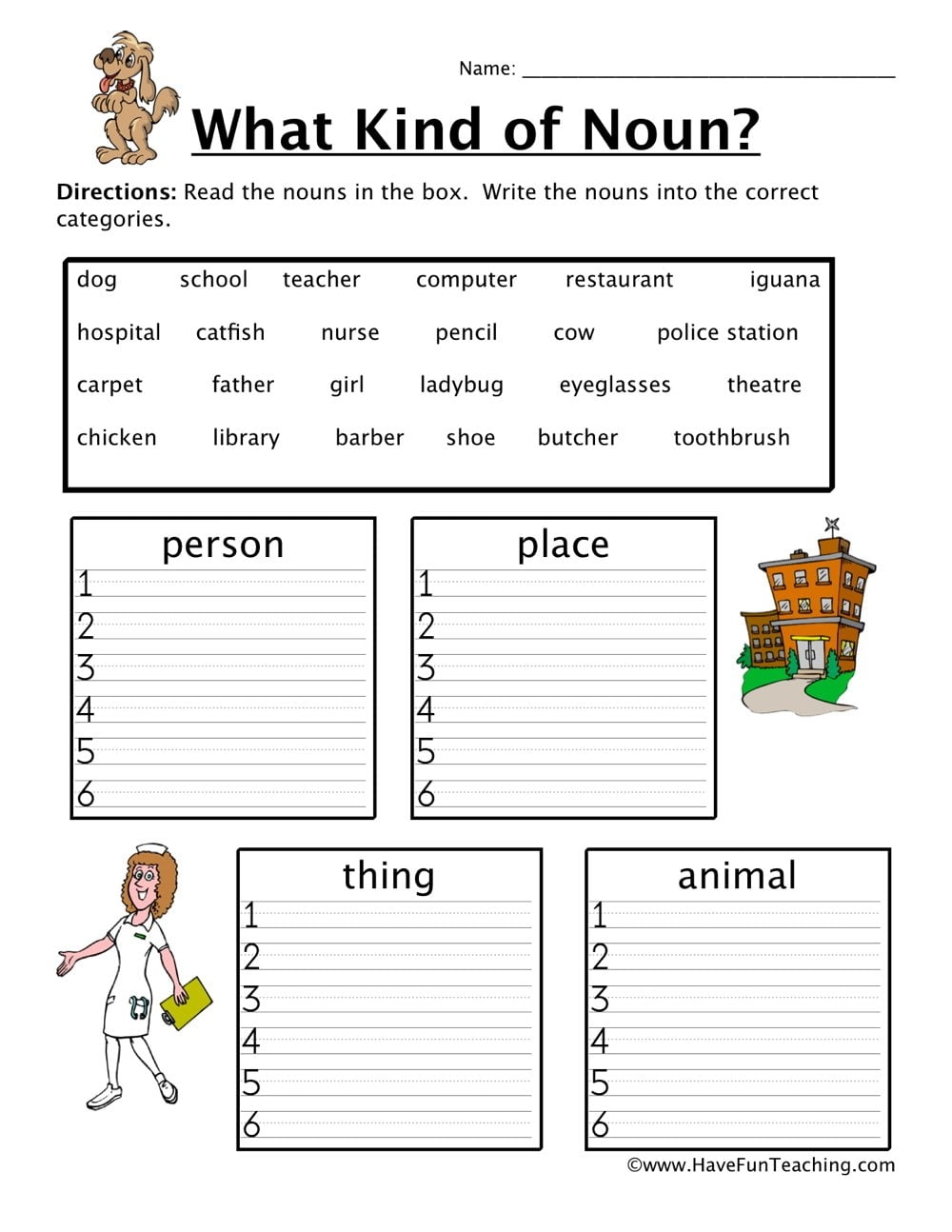 What Is A Noun Worksheet Kindergarten Free Worksheets Printable