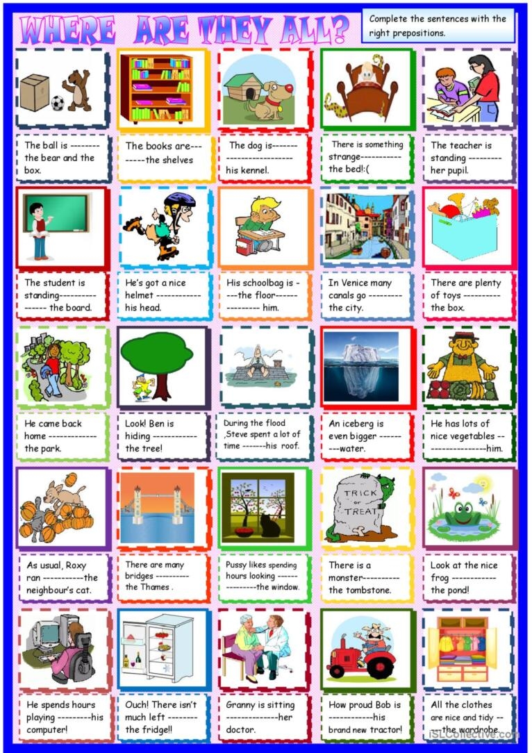 Where Are They All Prepositions Ge English ESL Worksheets Pdf Doc