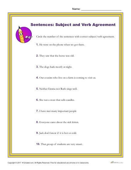 Which Sentence Shows Correct Subject Verb Agreement 