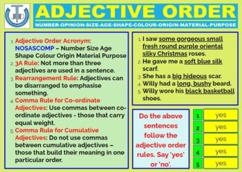 WORD ORDER ADJECTIVES HANDOUT By JOHN DSOUZA Teachers Pay Teachers