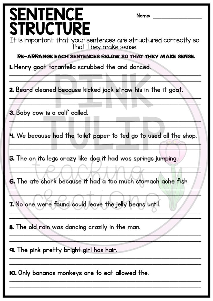 Worksheet Sentence Structure Practice