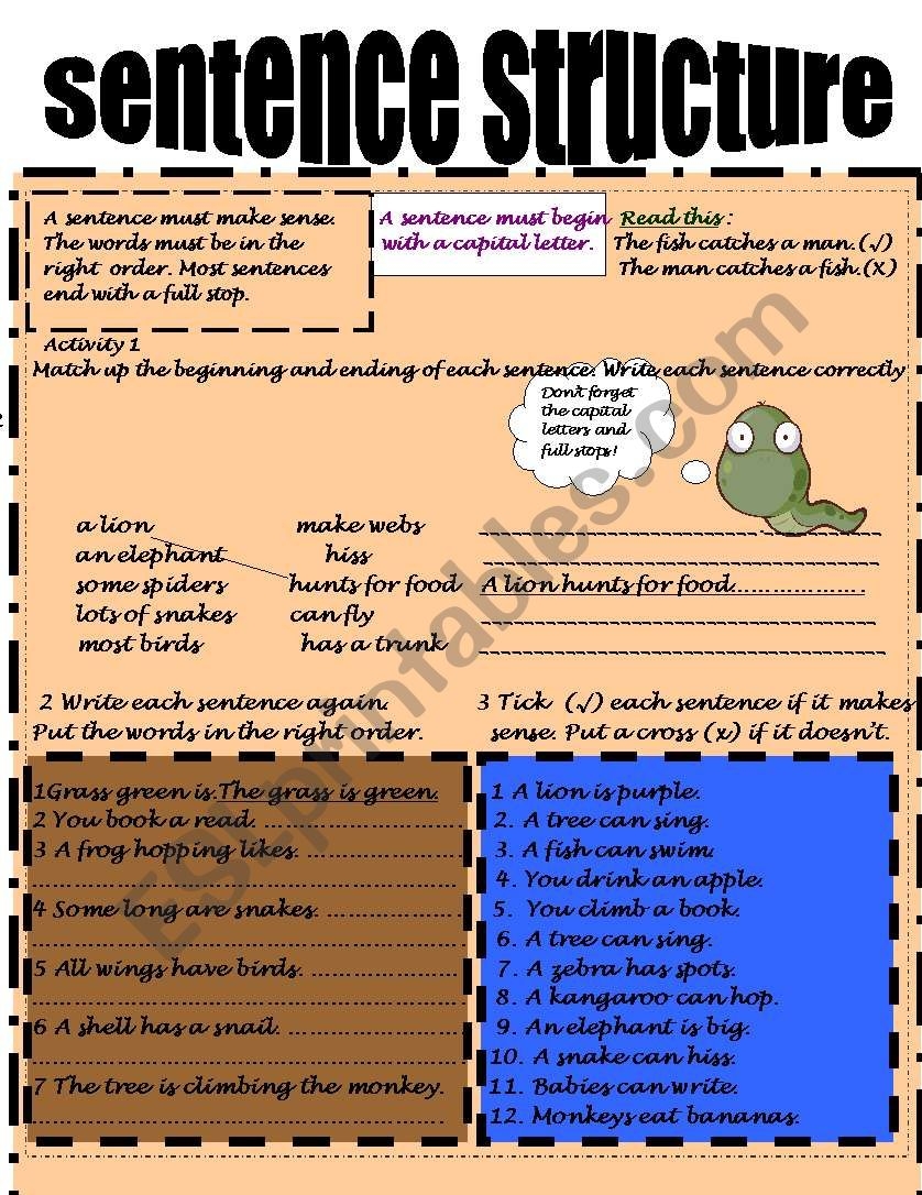 owl sentence structure pdf