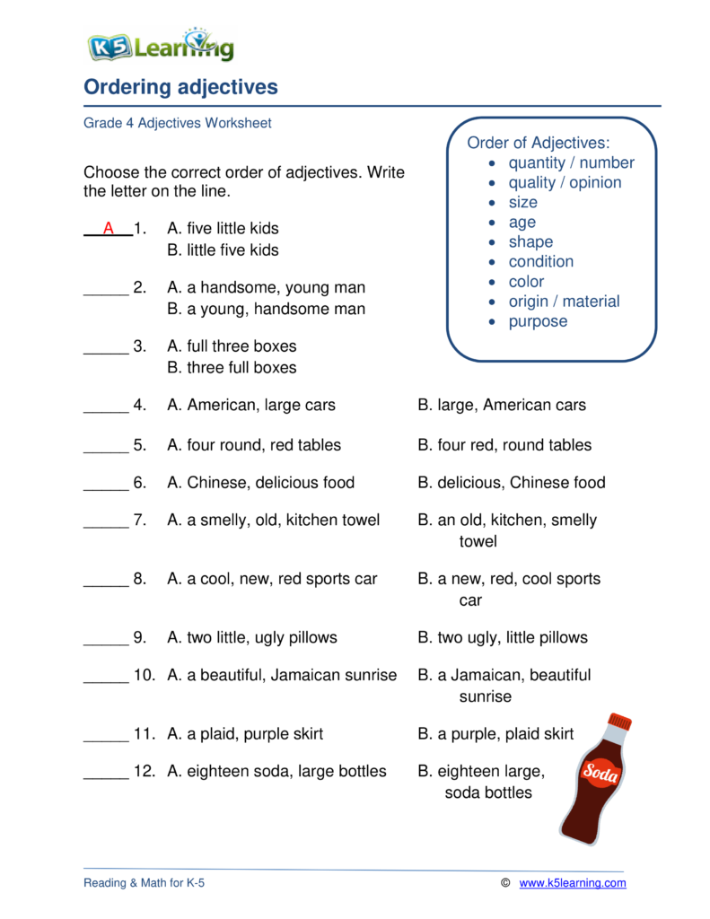 Worksheets With Adjectives Adjectiveworksheets