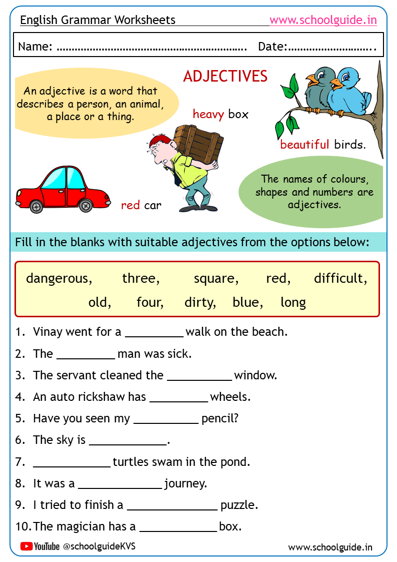 Writing Adjectives Worksheets K5 Learning Worksheets Library