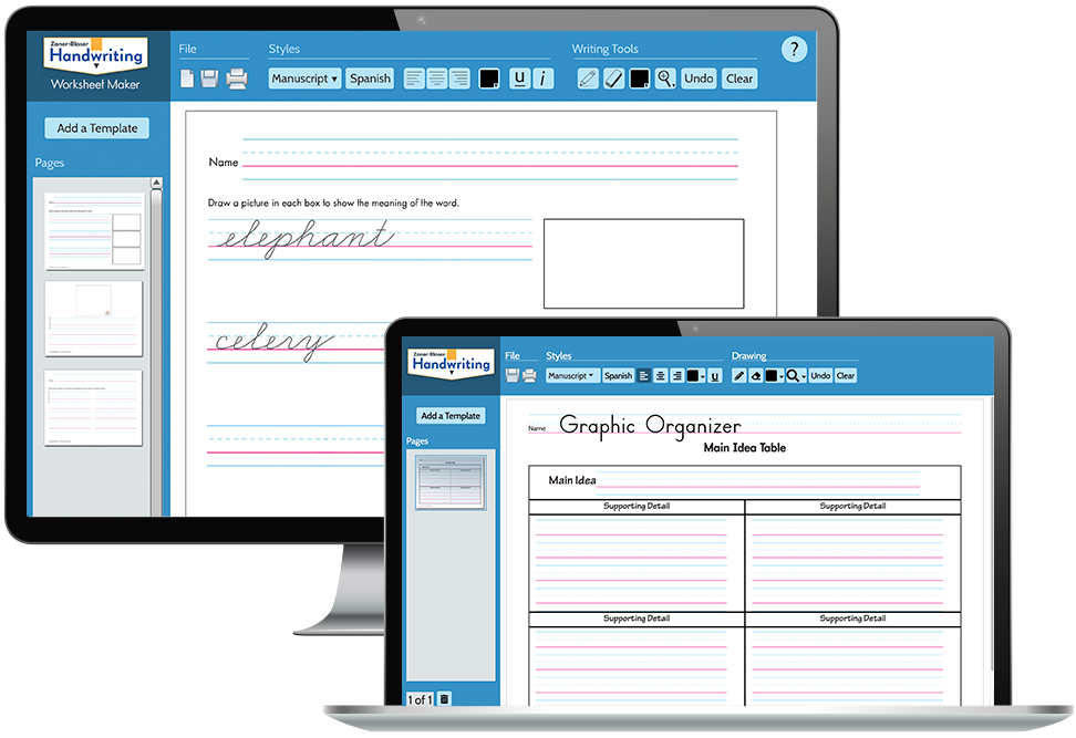 ZB Worksheet Maker Zaner Bloser Handwriting Worksheets Library