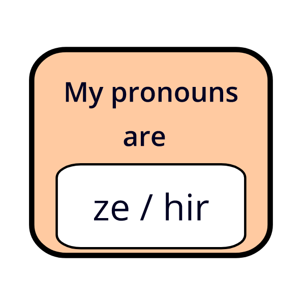 Ze Hir Pronouns Orange Badge Free SVG