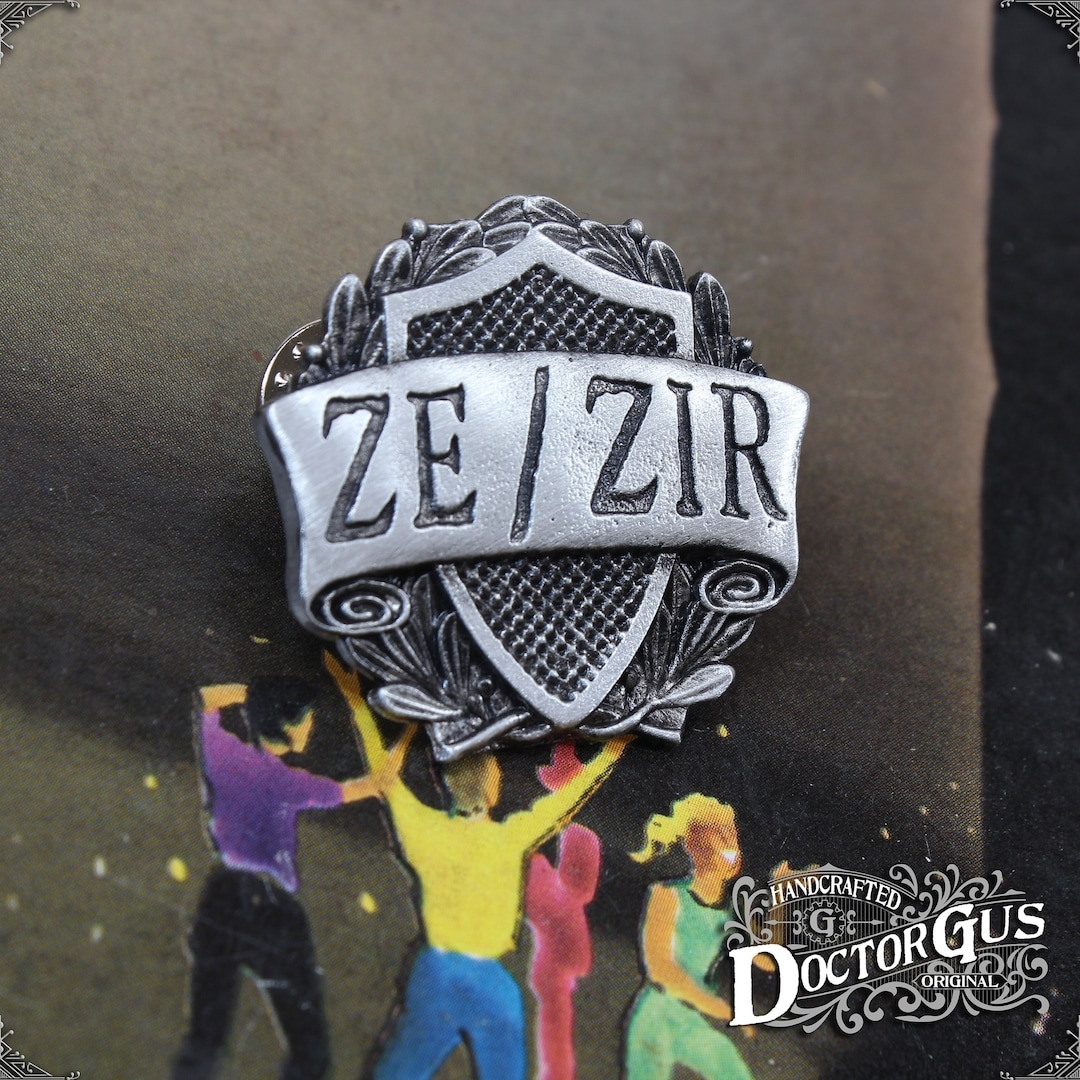 Ze Zir Neo Pronoun Badge Pride Pronoun Pin Handcrafted Pewter 