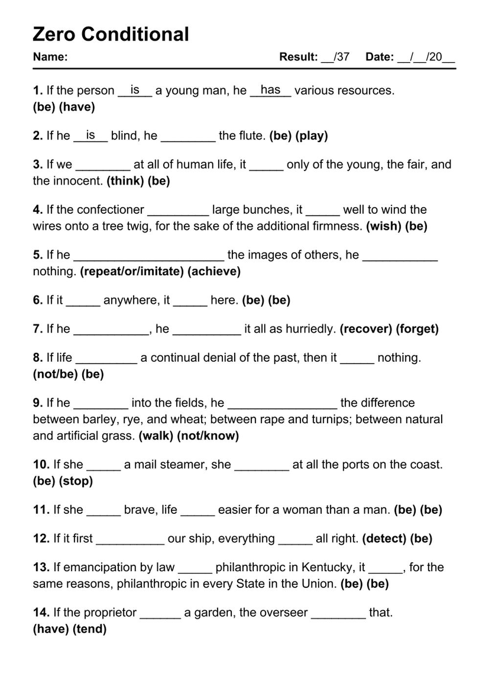 first conditional worksheets
