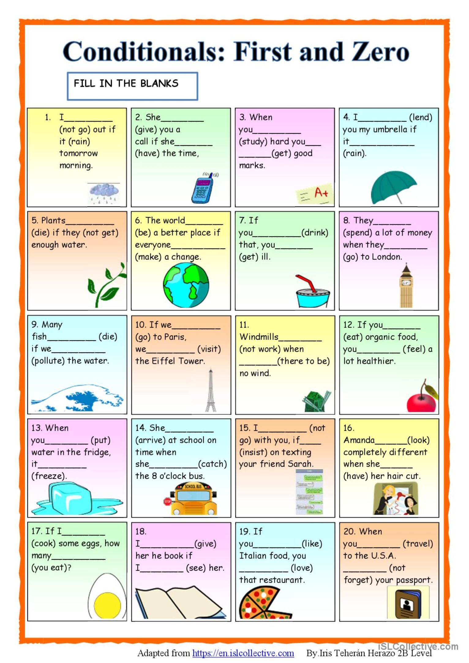 Zero And First Conditional Worksheets