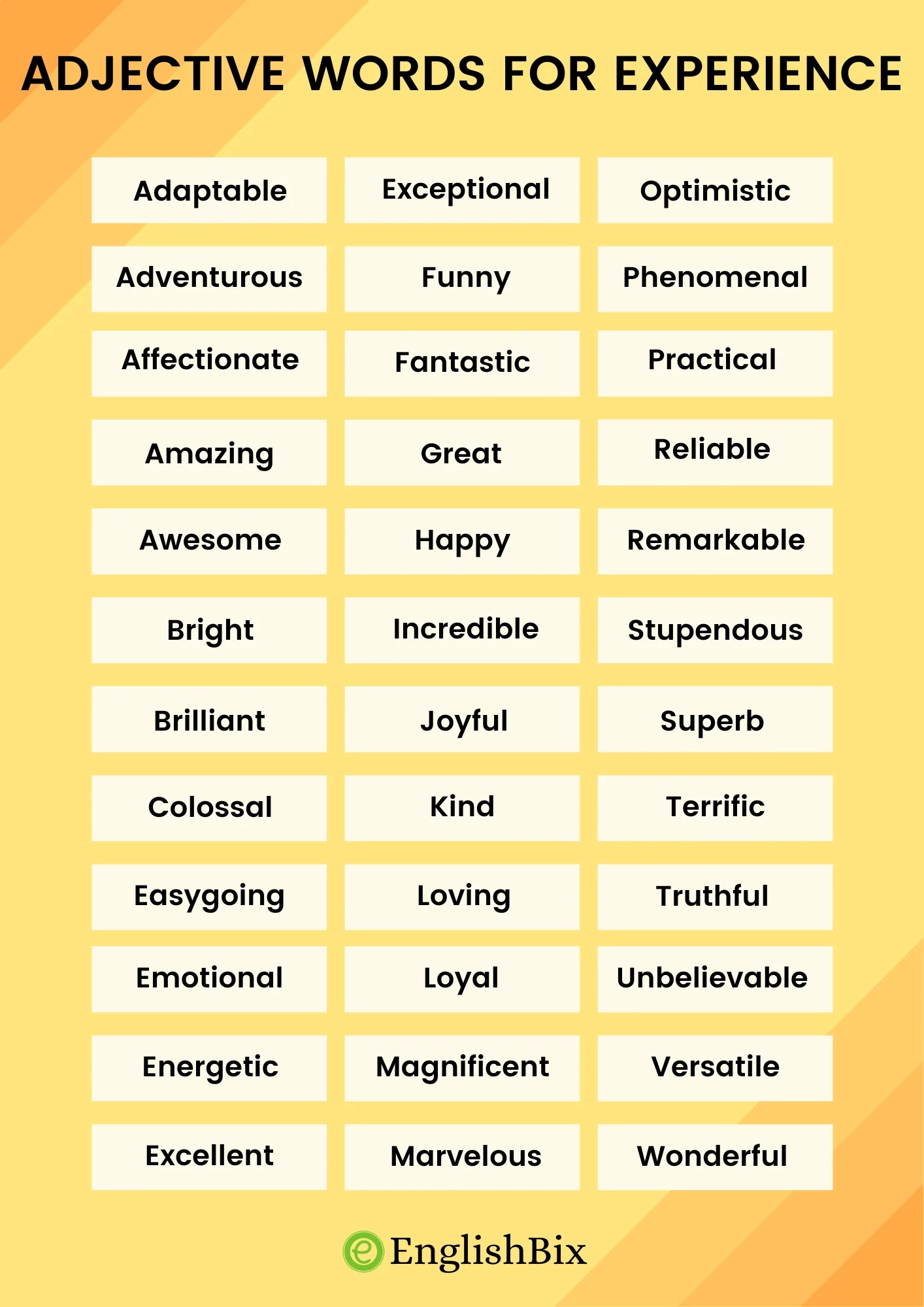 Adjective Words To Describe Your Experience EnglishBix